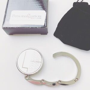 NEW Lauren silver foldable purse handbag hook